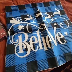 Blue and Black Plaid 'Believe' Tote